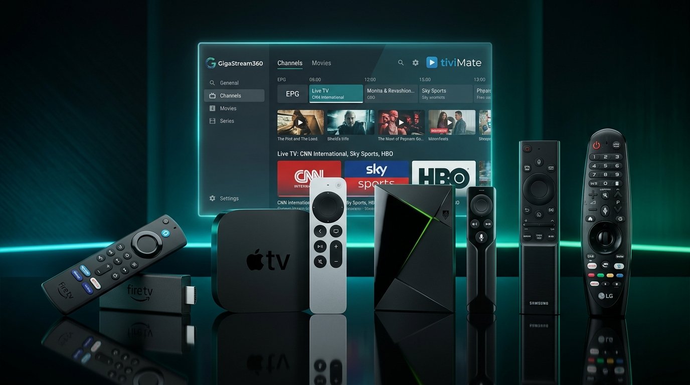 GigaStream360 Compatible Devices - Amazon Firestick, Apple TV, Smart TV and TiviMate IPTV Player Setup
